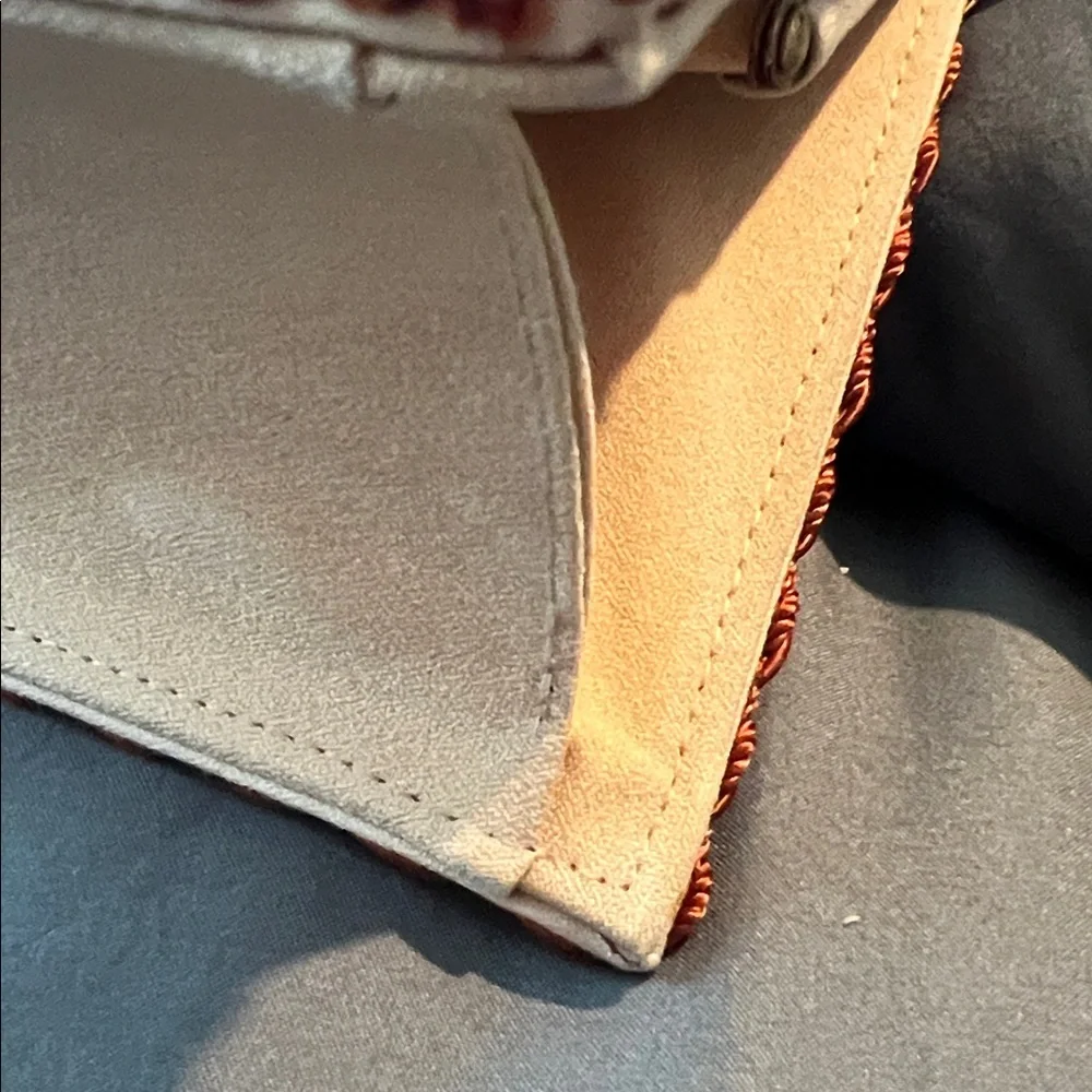 MOO ROO Charleston Handmade Vintage 2001 Burnt Orange Paisley Velvet-Trim Clutch - Picture 7 of 17